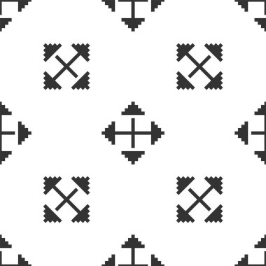 Dört yönde gri piksel oklar beyaz arka planda yalıtılmış Dikişsiz desen simgesi. İmleç taşı işareti. Vektör Illustration