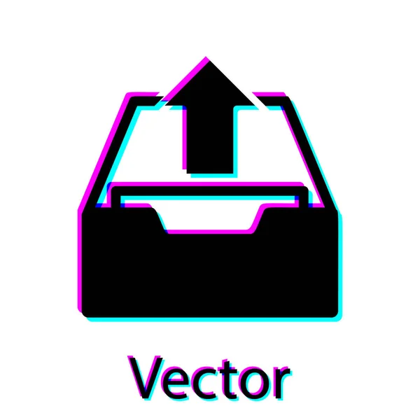黑色上传收件箱图标隔离在白色背景上。从存档中提取文件。矢量插图 — 图库矢量图片