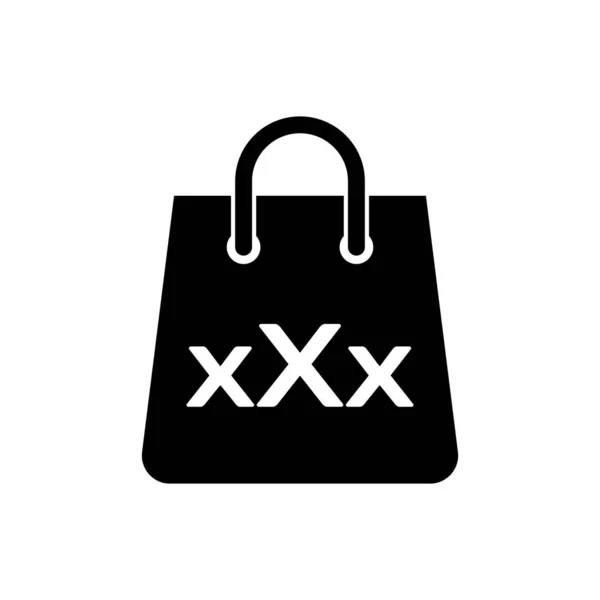 Black Shopping bag with a triple X icon isolated on white background. Vector Illustration — Stock Vector
