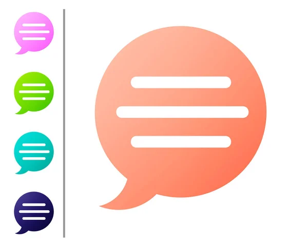 Coral Speech buborék chat-ikon elszigetelt fehér háttér. Üzenetikon. A kommunikáció vagy a komment chat szimbóluma. Színikonok beállítása. Vektoros illusztráció — Stock Vector