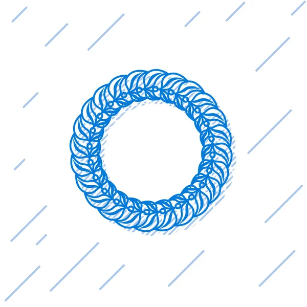 Línea azul Laurel corona icono aislado sobre fondo blanco. Triunfo símbolo. Ilustración vectorial — Vector de stock