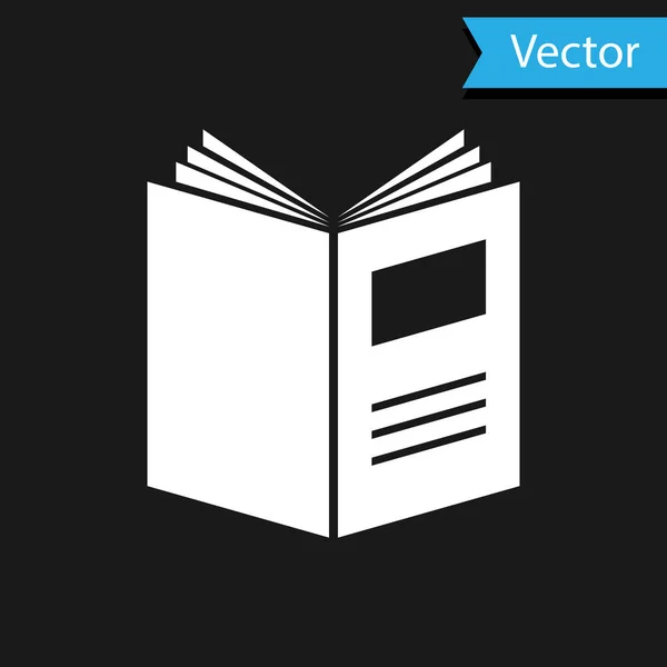 White Open boek pictogram geïsoleerd op zwarte achtergrond. Vector Illustratie — Stockvector