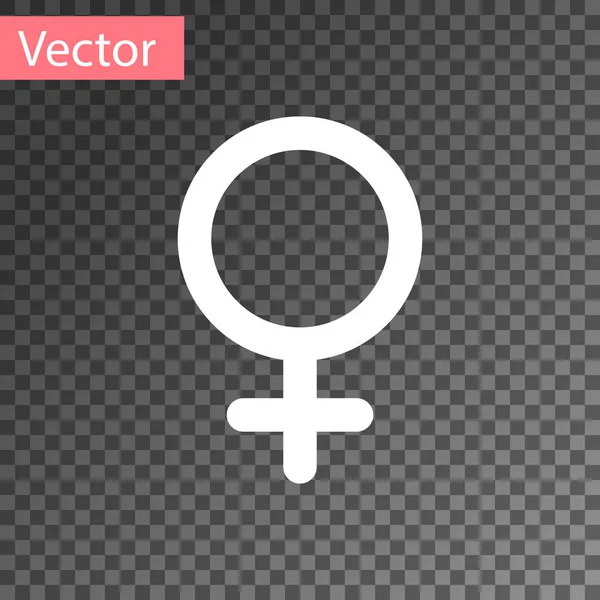 Weißes weibliches Gender-Symbol auf transparentem Hintergrund. Venussymbol. das Symbol für einen weiblichen Organismus oder eine Frau. Vektorillustration — Stockvektor
