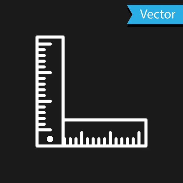Weißes Zollstocksymbol isoliert auf schwarzem Hintergrund. Vektorillustration — Stockvektor