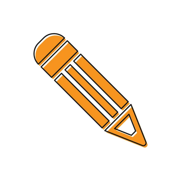 Oranje Potloodpictogram geïsoleerd op witte achtergrond. Onderwijs teken. Teken-en educatieve tools. School kantoor symbool. Vector illustratie — Stockvector