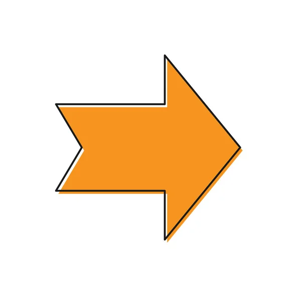 Pomarańczowa ikona strzałki na białym tle. Symbol strzałki kierunku. Znak wskaźnika nawigacji. Ilustracja wektorowa — Wektor stockowy