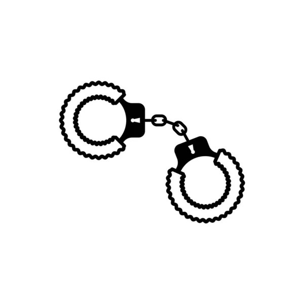 Чорний сексуальний пухнастий значок наручників ізольований на білому тлі. наручники з хутром. Фетиш аксесуарів. Секс-шоп речі для садистів і мазохістів. Векторна ілюстрація — стоковий вектор