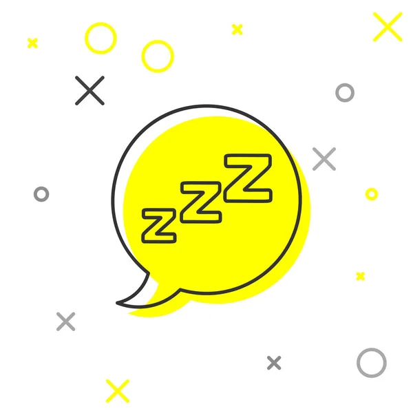 Szürke vonal beszéd buborék horkolás ikon izolált fehér háttér. Fogalma alvás, álmatlanság, ébresztőóra app, mély alvás, ébredés. Vektoros illusztráció — Stock Vector
