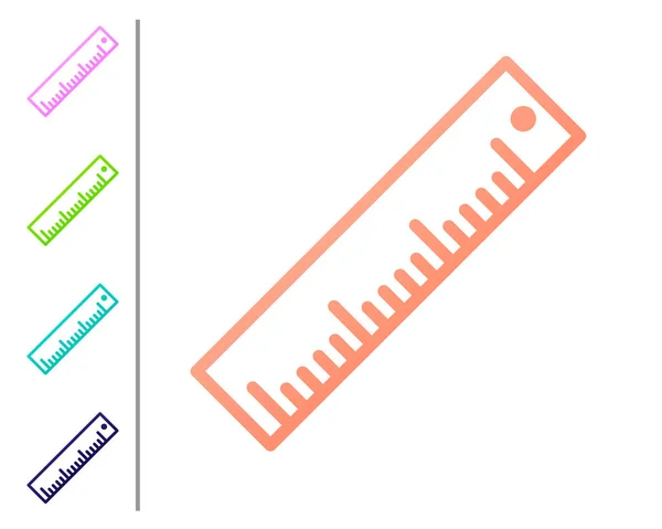 Ikona Coral RULER na białym tle. Symbol wyprostować. Ustawianie ikon kolorów. Ilustracja wektorowa — Wektor stockowy