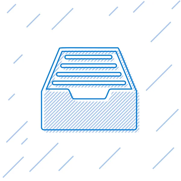 Blue Line zásuvka s dokumenty, ikona izolovaná na bílém pozadí. Zásobník archívu. Zásuvka pro soubory CAB. Kancelářský nábytek. Vektorová ilustrace — Stockový vektor