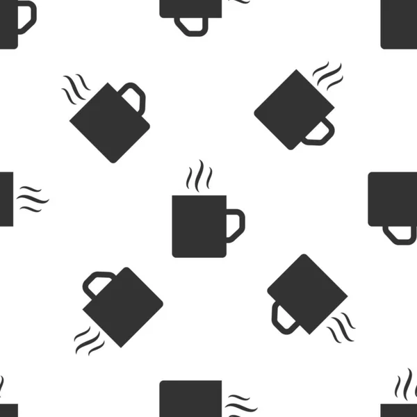 Gris taza de café icono plano aislado patrón sin costuras sobre fondo blanco. Taza de té. Café caliente. Ilustración vectorial — Archivo Imágenes Vectoriales