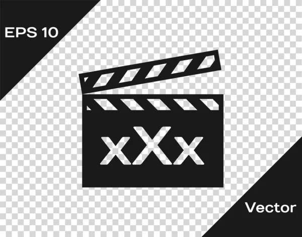 Grå film clapper med indskrift XXX ikon isoleret på gennemsigtig baggrund. Aldersgrænse symbol. 18 plus indholdsfortegnelse. Voksenkanal. Illustration af vektor – Stock-vektor