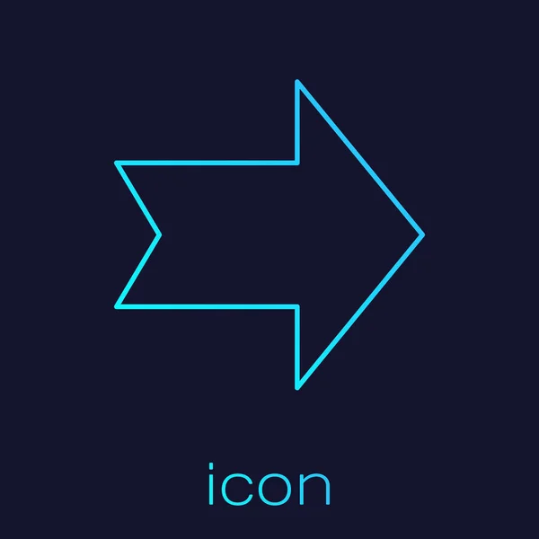 Tyrkysová ikona šipky izolovaná na modrém pozadí. Symbol šipky směru. Značka ukazatele navigace. Vektorová ilustrace — Stockový vektor