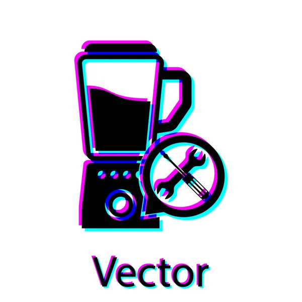 Schwarzer Mixer mit Schraubenzieher und Schlüsselsymbol isoliert auf weißem Hintergrund. Anpassung, Service, Einstellung, Wartung, Reparatur, Reparatur. Vektorillustration — Stockvektor