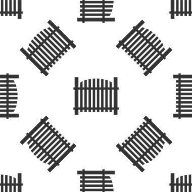 Beyaz arka planda gri bahçe çit ahşap simge izole Dikişsiz desen. Vektör Illustration
