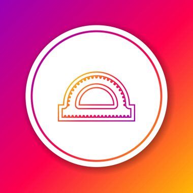 Renk çizgisi renk arka planda izole derece simgesi ölçmek için Protractor ızgara. Tilt açı ölçer. Ölçüm aleti. Geometrik sembol. Beyaz düğme daire. Vektör Illustration