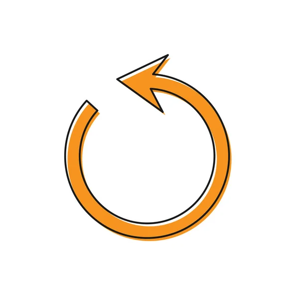 Orange Refresh icono aislado sobre fondo blanco. Recargar símbolo. Flecha de rotación en un signo de círculo. Ilustración vectorial — Vector de stock