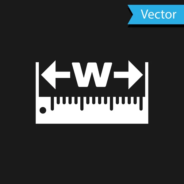 White The measuring height and length icon isolated on black background. Ruler, straightedge, scale symbol. Vector Illustration — Stock Vector