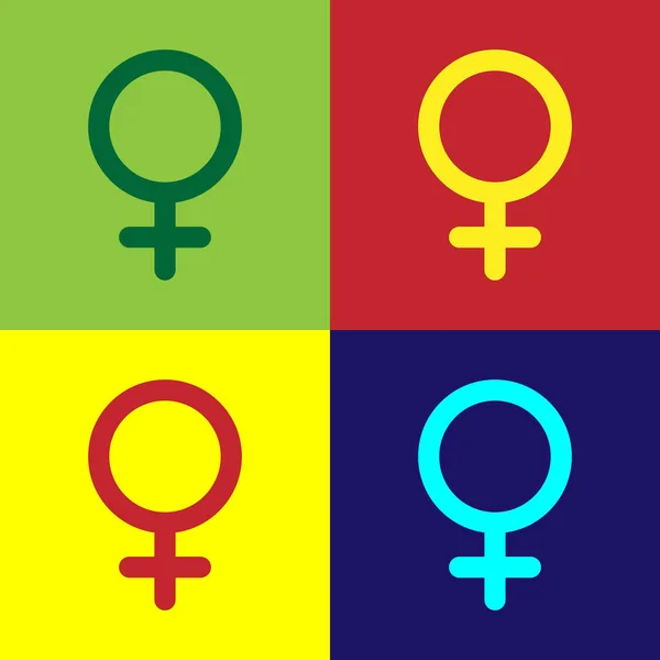 Kolor płeć żeńska ikona symbolu płci na tle koloru. Symbol Wenus. Symbol kobiecego organizmu lub kobiety. Ilustracja wektorowa — Wektor stockowy
