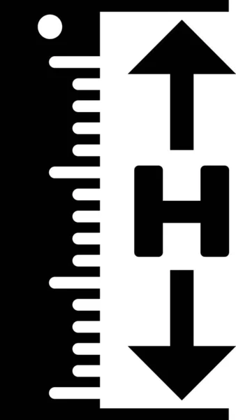 Negro Icono de altura y longitud de medición aislado sobre fondo blanco. Gobernante, borde recto, símbolo de escala. Ilustración vectorial — Archivo Imágenes Vectoriales