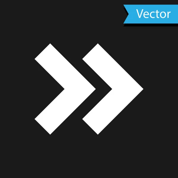 Icona Freccia Bianca isolata su sfondo nero. Direzione Simbolo freccia. Indicatore di navigazione. Illustrazione vettoriale — Vettoriale Stock