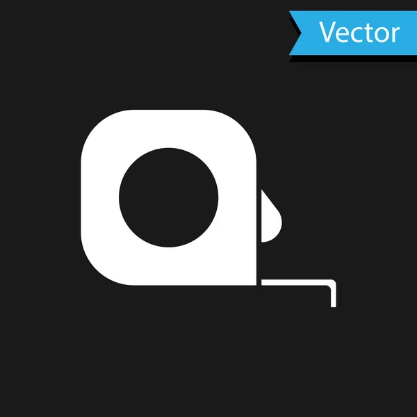 Иконка "Белая рулетка" выделена на черном фоне. Символ меры ленты. Векторная миграция — стоковый вектор