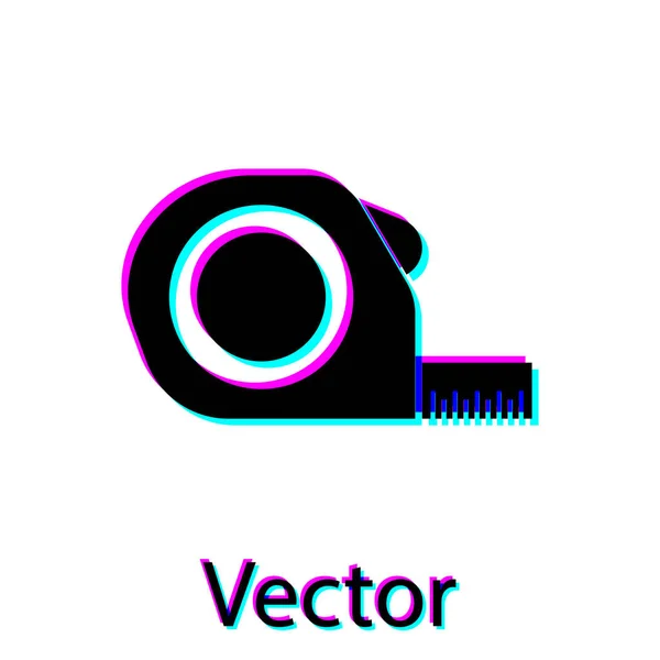 Ícone de construção Black Roulette isolado no fundo branco. Símbolo da fita métrica. Ilustração vetorial — Vetor de Stock