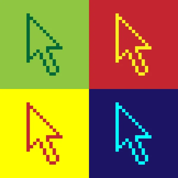 Couleur Pixel flèche icône du curseur isolé sur fond de couleur. Illustration vectorielle — Image vectorielle