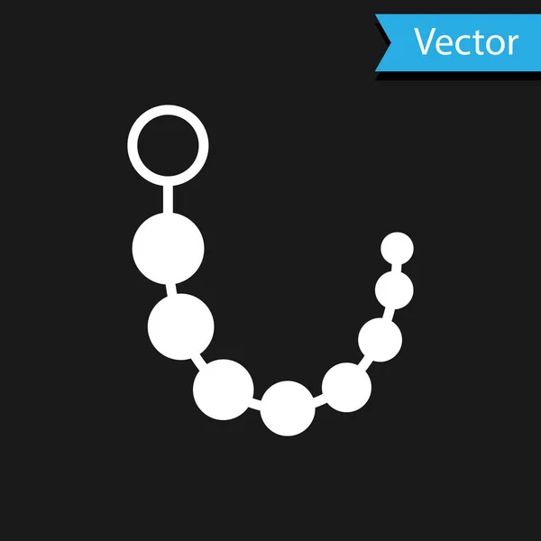 Fehér anális gyöngyök ikon izolált fekete háttér. Anális labdák jel. Fétis tartozék. Szex játék a férfiak és a nó. Vektoros illusztráció — Stock Vector