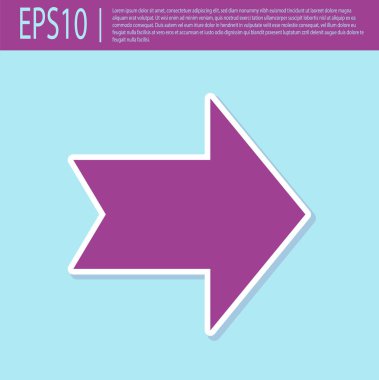 Retro mor ok simgesi turkuaz arka planda izole. Yönü Arrowhead sembolü. Gezinme işaretçisi işareti. Vektör Illustration