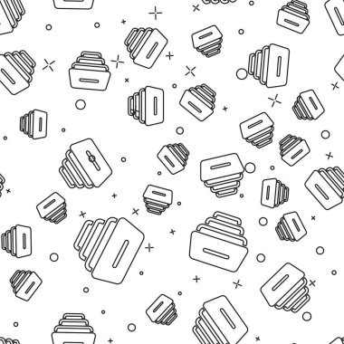 Beyaz arka planda belgeler simgesi izole Dikişsiz desen ile siyah çizgi çekmece. Arşiv kağıtları çekmecesi. Dosya dolabı çekmecesi. Ofis mobilyaları. Vektör Illustration