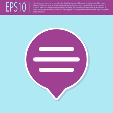 Retro mor konuşma kabarcık sohbet simgesi turkuaz arka planda izole. İleti simgesi. İletişim veya yorum sohbet sembolü. Vektör Illustration