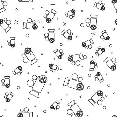 Siyah çizgi video kamera ile tornavida ve anahtar simgesi izole Dikişsiz desen beyaz arka plan üzerinde. Ayarlama, hizmet, ayarlama, bakım, onarım, sabitleme. Vektör Illustration