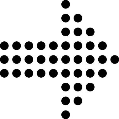 Beyaz arka planda izole siyah nokta ok simgesi. Yarı ton ok. Noktalı ok işareti. Vektör Illustration