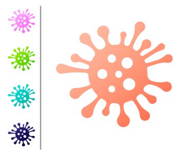 Beyaz arka planda izole mercan bakteri simgesi. Bakteriler ve mikroplar, mikroorganizma hastalığı neden, hücre kanseri, mikrop, virüs, mantar. Renk simgeleri ayarlayın. Vektör Illustration
