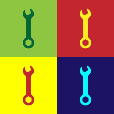 Renk anahtarı simgesi renk arka plan üzerinde izole. Anahtar tamir aracı. Servis aracı sembolü. Vektör Illustration