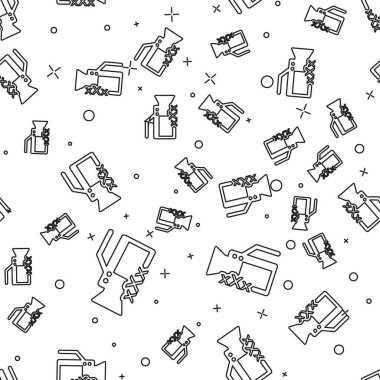 Siyah çizgi video kamera ile yazıt xxx simgesi izole Dikişsiz desen beyaz arka plan üzerinde. Yaş kısıtlama sembolü. 18 artı içerik işareti. Yetişkin kanalı. Vektör Illustration