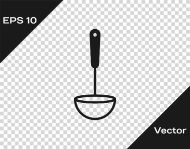 Şeffaf arka planda izole gri mutfak kepçe simgesi. Yemek Eşyası. Çatal kaşık işareti. Vektör Illustration
