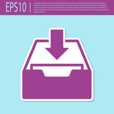 Retro mor turkuaz arka planda izole gelen kutusu simgesini Indirin. Arşivine Ekle. Vektör Illustration