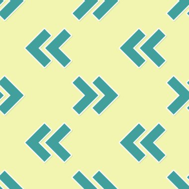 Yeşil ok simgesi sarı arka planda izole Dikişsiz desen. Yönü Arrowhead sembolü. Gezinme işaretçisi işareti. Vektör Illustration