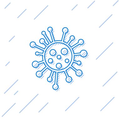 Mavi çizgi bakteri simgesi beyaz arka planda izole. Bakteriler ve mikroplar, mikroorganizma hastalığı neden, hücre kanseri, mikrop, virüs, mantar. Vektör Illustration