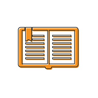Turuncu Açık kitap simgesi beyaz arka planda izole. Vektör Illustration