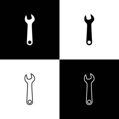 Siyah ve beyaz arka planda izole anahtarı simgesini ayarlayın. Anahtar tamir aracı. Servis aracı sembolü. Vektör Illustration