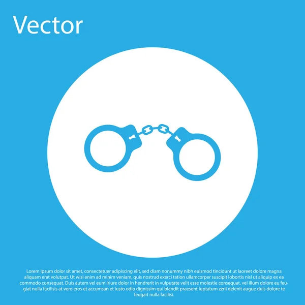 Esposas azules icono aislado sobre fondo azul. Botón círculo blanco. Ilustración vectorial — Archivo Imágenes Vectoriales