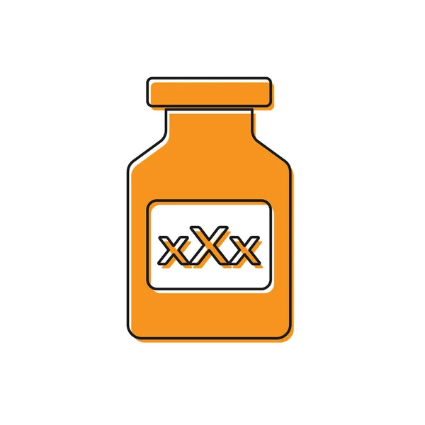 効力のための錠剤を持つオレンジ薬のボトル, 白い背景に分離された媚薬のアイコン.男性と女性のためのセックス薬。ベクトルイラストレーション — ストックベクタ