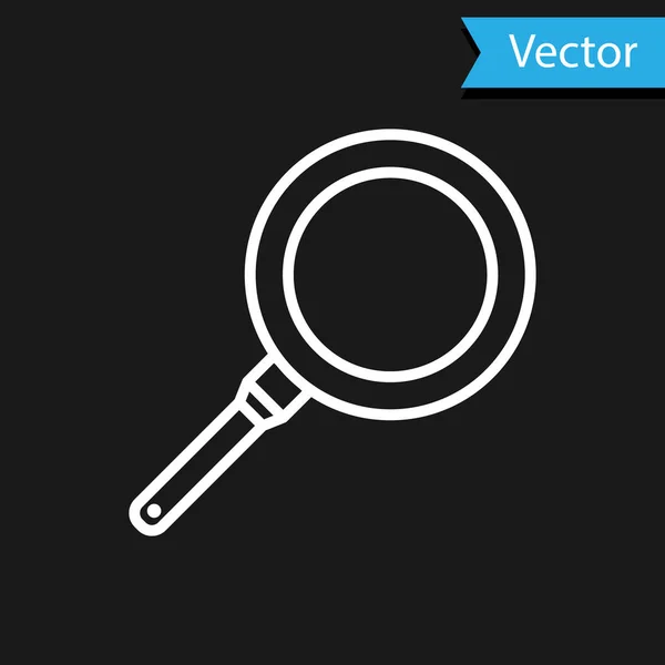 Ícone de frigideira branco isolado no fundo preto. Símbolo de fritar ou assar alimentos. Ilustração vetorial — Vetor de Stock