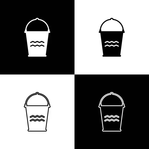 Definir ícone de balde isolado no fundo preto e branco. Ilustração vetorial — Vetor de Stock