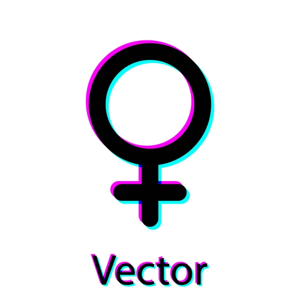 Icône de symbole de genre féminin noir isolé sur fond blanc. Le symbole de Vénus. Le symbole d'un organisme féminin ou d'une femme. Illustration vectorielle — Image vectorielle