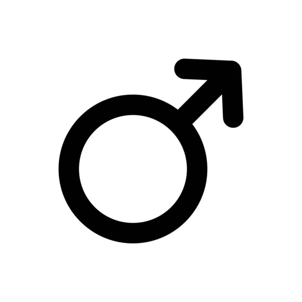 Beyaz arka planda izole siyah erkek cinsiyet sembolü simgesi. Vektör Illustration — Stok Vektör