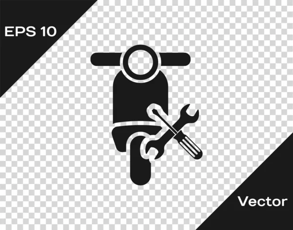 Scooter cinza com chave de fenda e ícone de chave isolada em fundo transparente. Ajuste, serviço, configuração, manutenção, reparação, fixação. Ilustração vetorial — Vetor de Stock